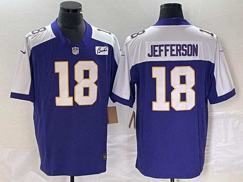 Men Minnesota Vikings #18 Jefferson Purple Nike 2023 Vapor Untouchable Limited Player NFL Jersey
